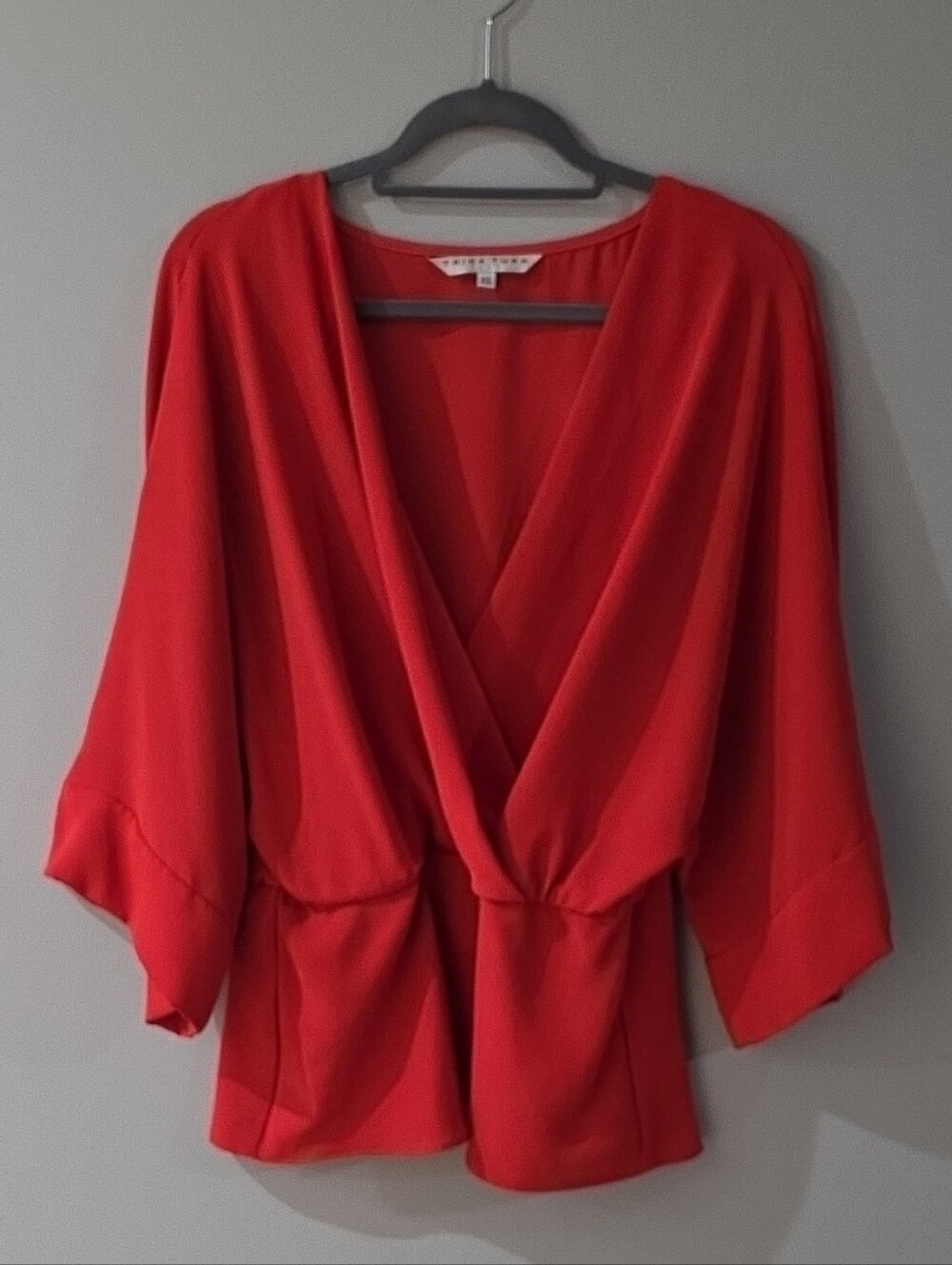 Trina Turk Red Wrap-Style V-Neck Women's Top